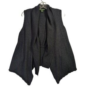 Eddie Bauer Wool Sweater Vest Open Front Gray Sleeveless Womens XL